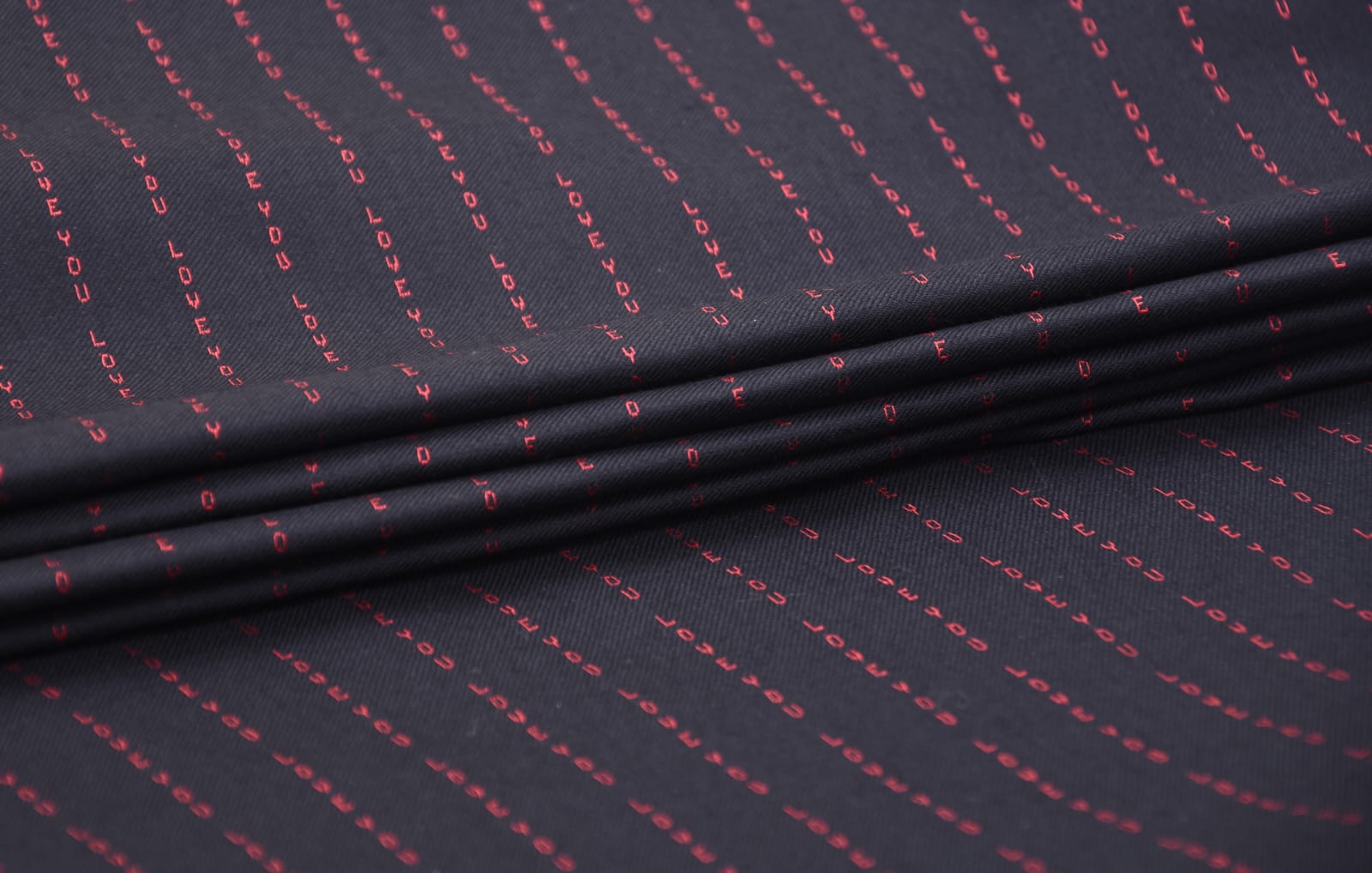 NameWoven bespoke suit fabric with personalised name lettering