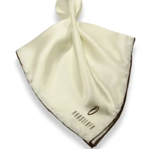 ANPKTSQ-3 | White Brown | Silk Pocket Square
